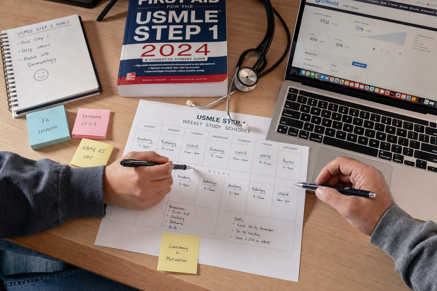 Personalized USMLE Step 1 study calendar and plan