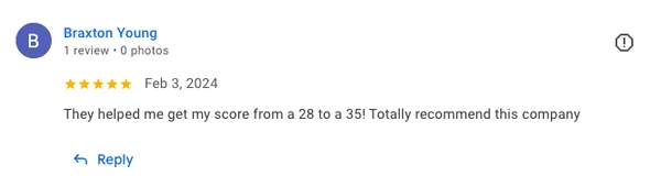 Braxton Young&rsquo;s 5-star Google review for Ivy Tutoring
