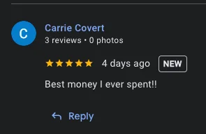 Carrie Covert&rsquo;s 5-star Google review for Ivy Tutoring